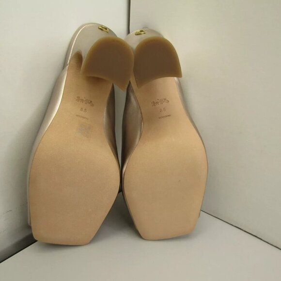 NEW COACH Womens Laurence Metallic Sandal Heeled Open Toe Champagne Size 8.5 - Picture 5 of 9